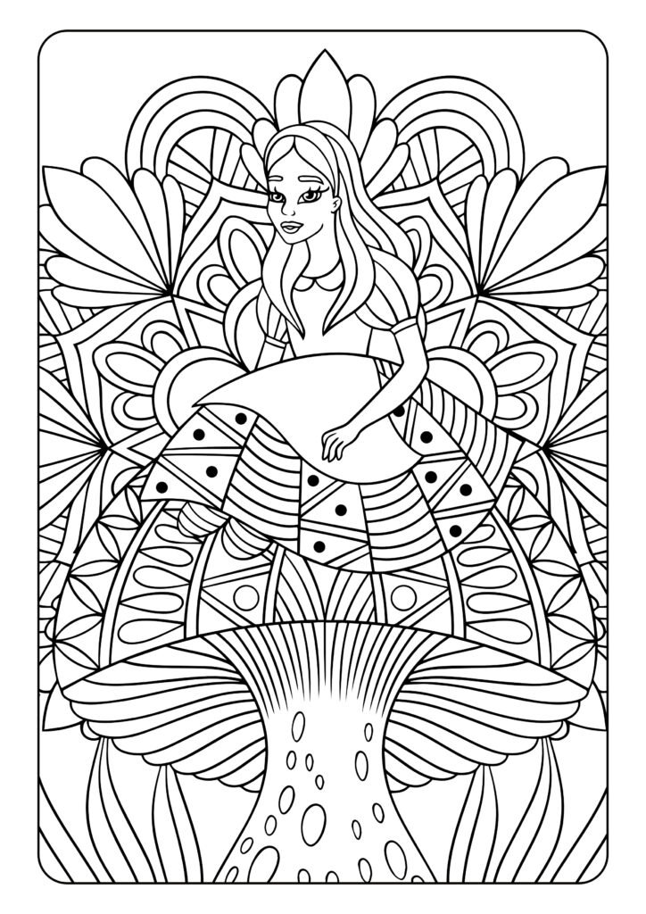 Alice: Das wundersame Mandala Malbuch für Kinder ab 8+ Jahren mit 50 Illustrationen aus der Welt von Alice im Wunderland.