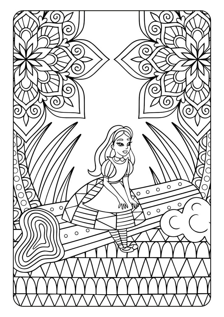Alice: Das wundersame Mandala Malbuch für Kinder ab 8+ Jahren mit 50 Illustrationen aus der Welt von Alice im Wunderland.
