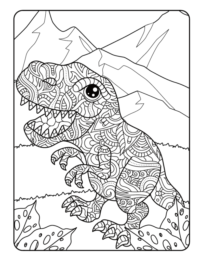 Mein dinotastisches Mandala Malbuch: 50 tolle Dino-Mandalas für Kinder zum Ausmalen und Entspannen.