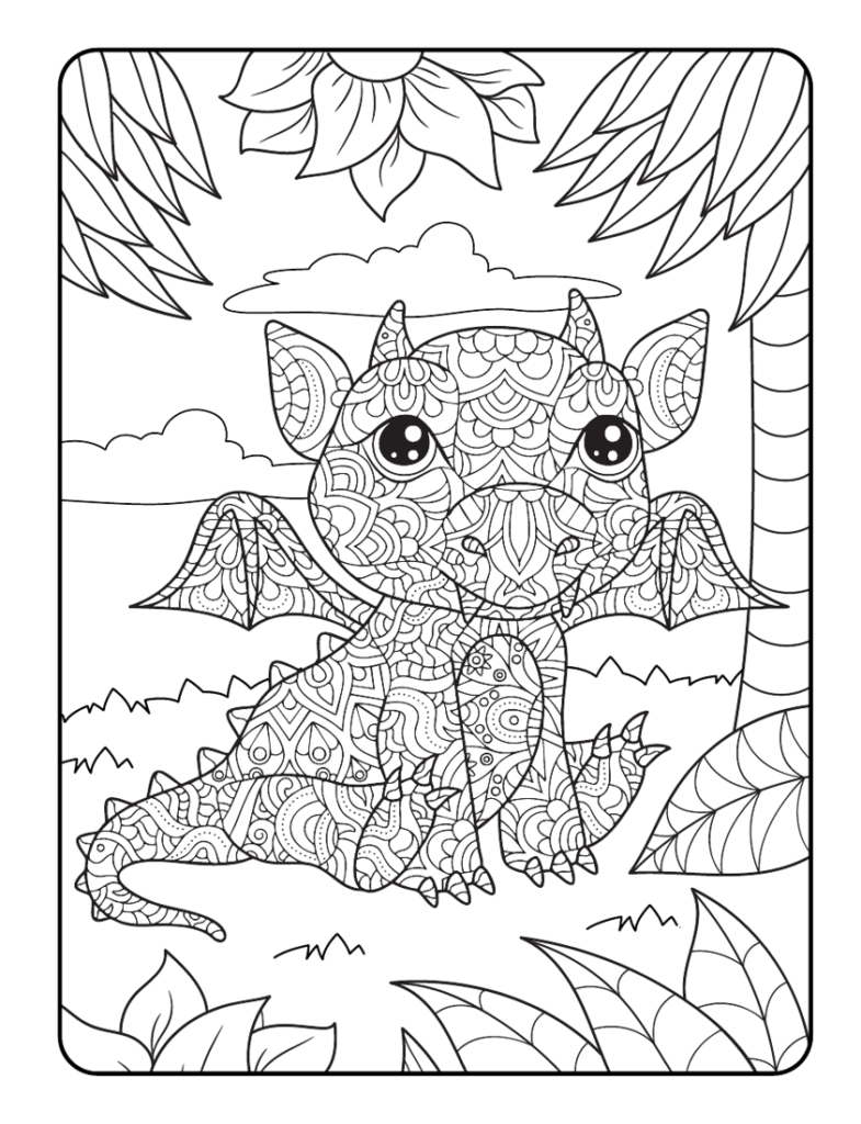 Mein Drachen Mandala Malbuch: 50 tolle Dachen-Mandalas für Kinder zum Ausmalen und Entspannen.