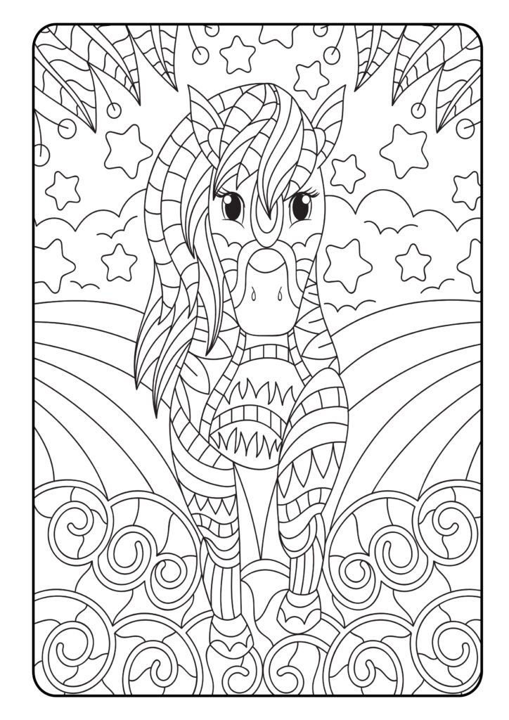 Mein Pony Mandala Malbuch: 50 tolle und anspruchsvolle Pony-Mandalas für Kinder zum Ausmalen und Entspannen.