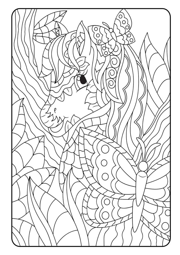 Mein Pony Mandala Malbuch: 50 tolle und anspruchsvolle Pony-Mandalas für Kinder zum Ausmalen und Entspannen.