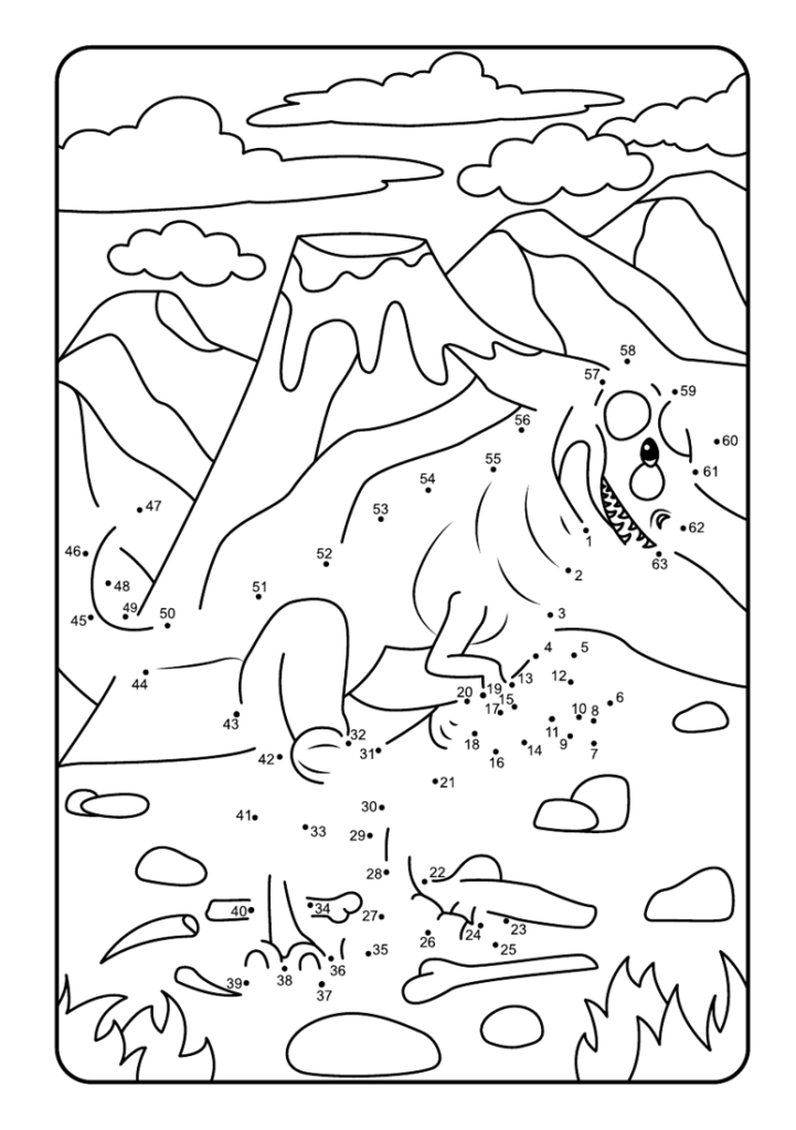 Von Punkt zu Punkt: 50 spannend gestaltete, Dino-Motive im Zahlenraum von 1-100 zum Verbinden und Ausmalen.