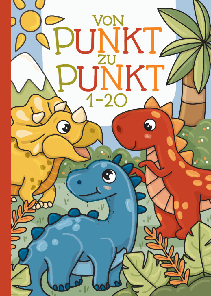 Von Punkt zu Punkt: Lerne die Zahlen von 1 bis 20 spielerisch mit liebevoll gestalteten Dino-Motiven kennen.