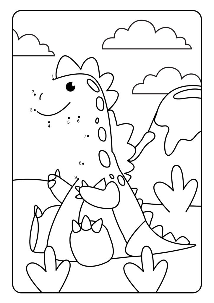 Von Punkt zu Punkt: Lerne die Zahlen von 1 bis 20 spielerisch mit liebevoll gestalteten Dino-Motiven kennen.