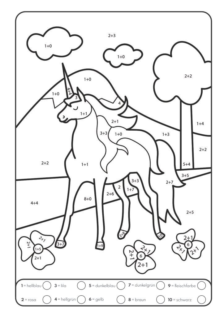 Malen nach Zahlen: Plus-Rechnen im Zahlenraum von 1 - 10 mit tollen Einhornmotiven trainieren. (Rechenfreude, Band 7)