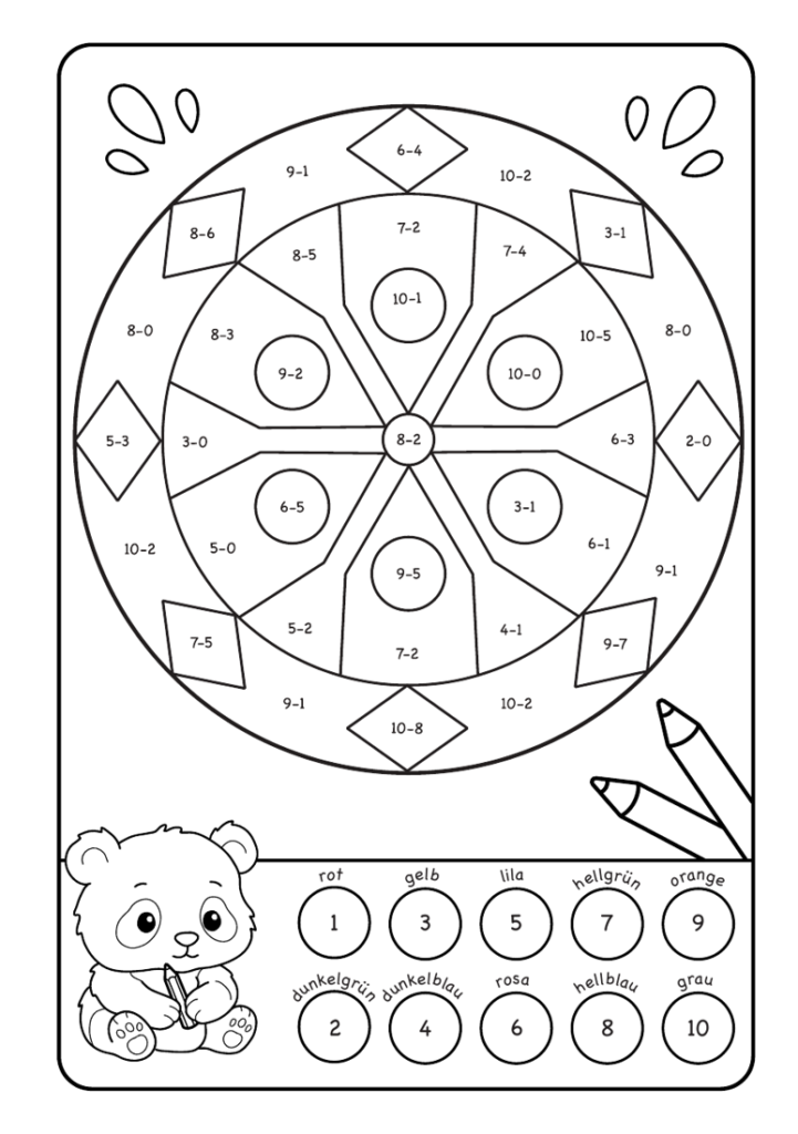 Meine Rechenmandalas: Minus-Rechnen im Zahlenraum von 1-10 mit tollen Rechenmandalas trainieren!