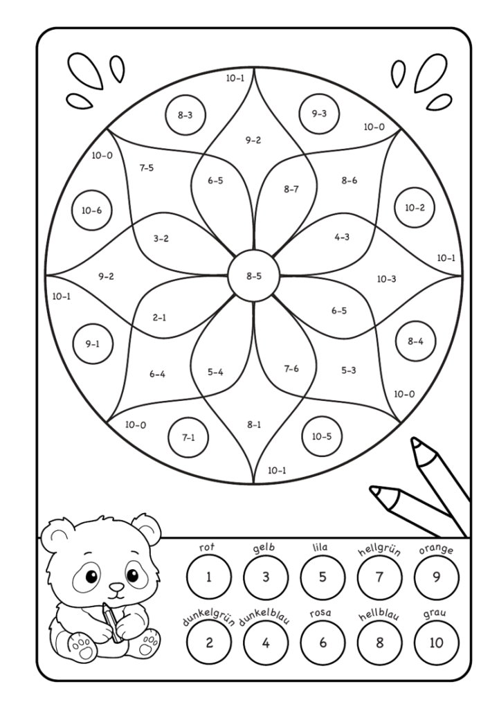 Meine Rechenmandalas: Minus-Rechnen im Zahlenraum von 1-10 mit tollen Rechenmandalas trainieren!