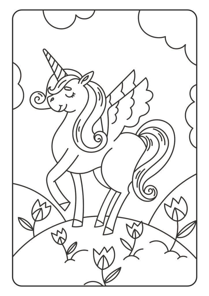 Mein schönstes Malbuch: 50 wunderschöne Einhorn-Motive zum Ausmalen und Entspannen für Kinder ab 3 Jahren.